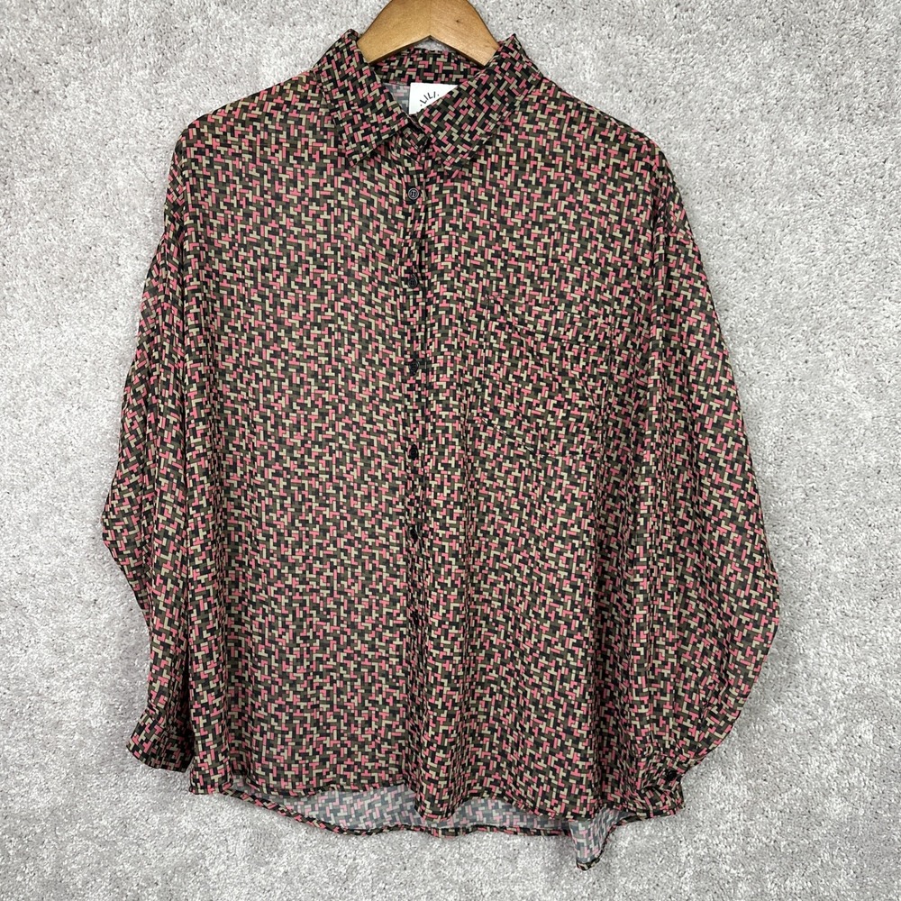 Lili Sidonio Women's Long Sleeve Multicolor Blouse Arty Urban Pop Size Small